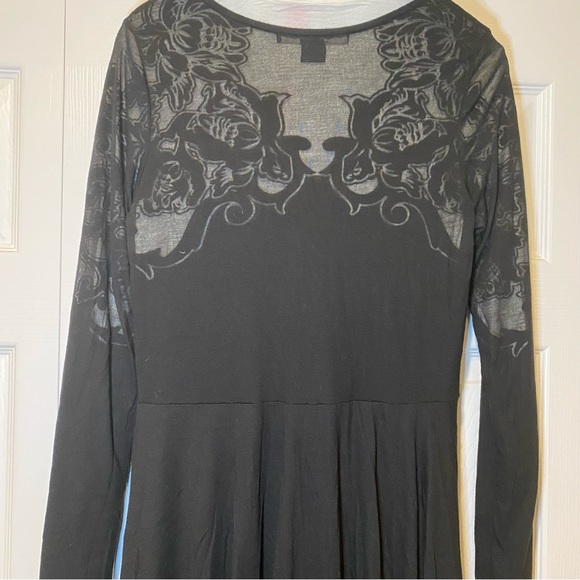 NWOT French Connection Stretch Black Long Sleeve Skater Dress Size 10 - Picture 12 of 16